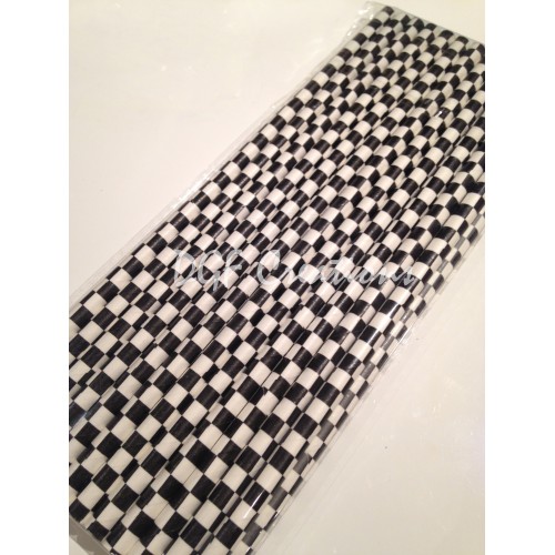 Checkered Black Pattern  Paper Straw click on image to view different color option